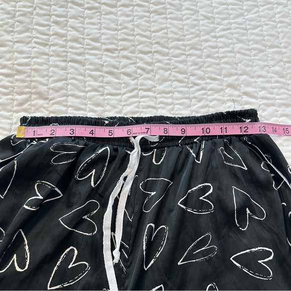 Hello Mello Sleepwear Black Pajama Pants with White Heart Design - Picture 8 of 12